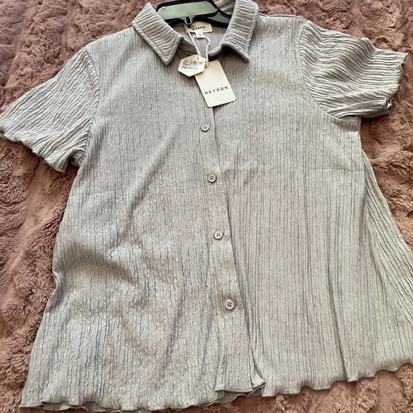 Grey Plisse Maternity Short Set - Picture 6 of 7